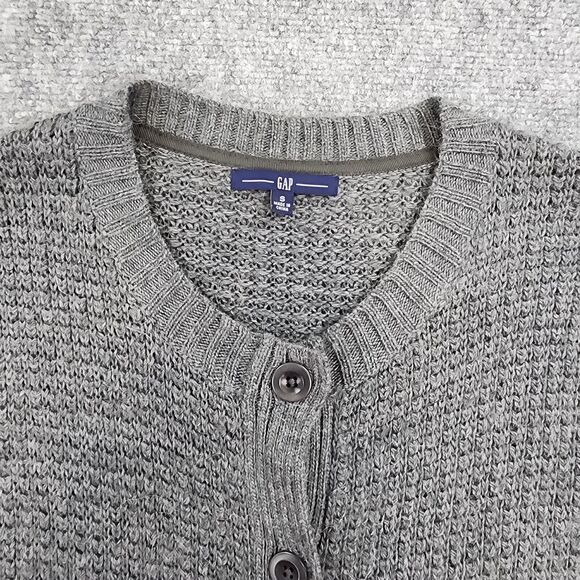 Gap Sweater Womens Small Gray Alpaca Wool Blend Button Up Short Sleeve Cardigan - Picture 8 of 13